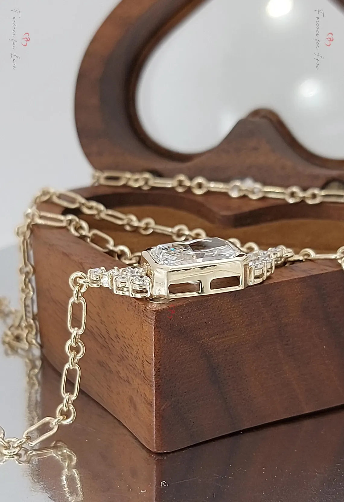 Radiant Illusion Lab Diamond Cluster Necklace | Solid Gold Paperclip Chain Forever For Love