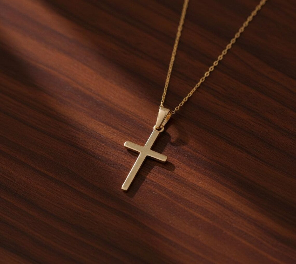 Eternal Grace | Solid Gold Minimalist Cross Necklace – 10K & 14K Forever For Love