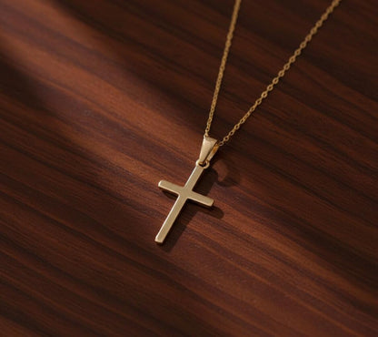 Eternal Grace | Solid Gold Minimalist Cross Necklace – 10K & 14K Forever For Love
