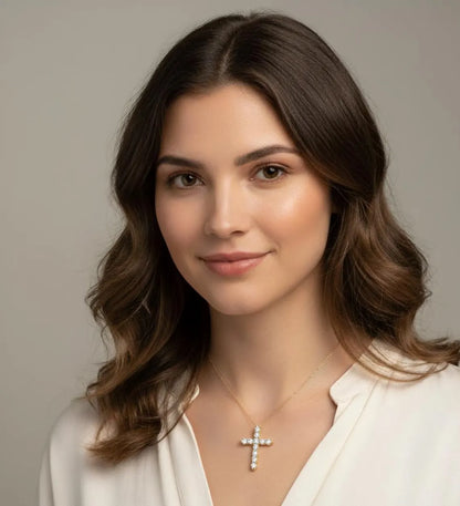 Radiant Faith | Solid Gold Diamond Cross Necklace for Women Forever For Love