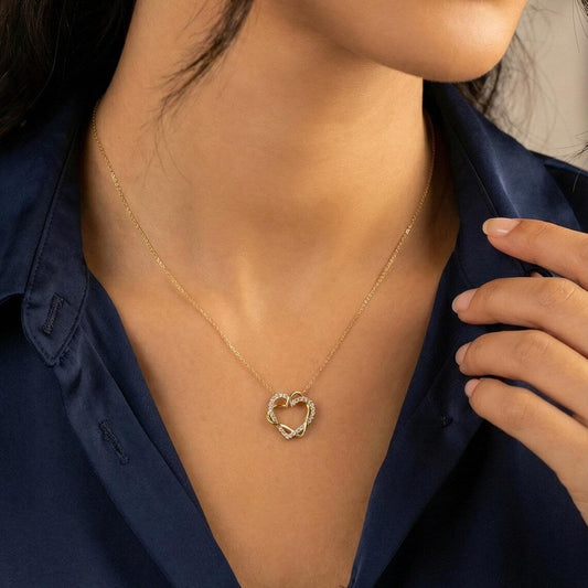 Double Heart shape diamond Necklace Forever For Love