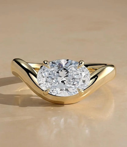 Oval Lab-Grown Diamond Engagement Ring – East to West Setting Forever For Love