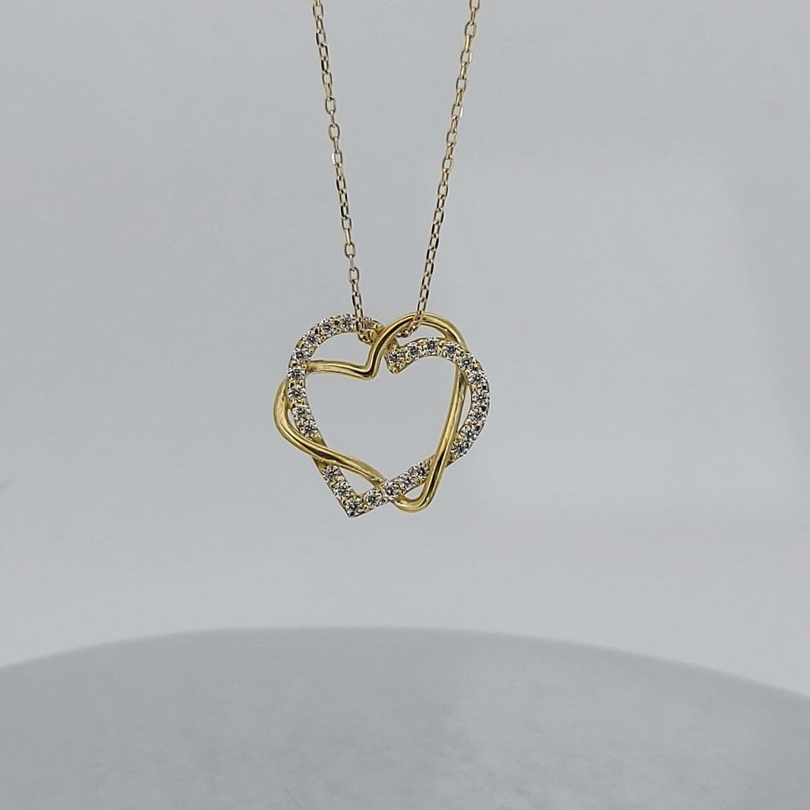 Double Heart shape diamond Necklace Forever For Love