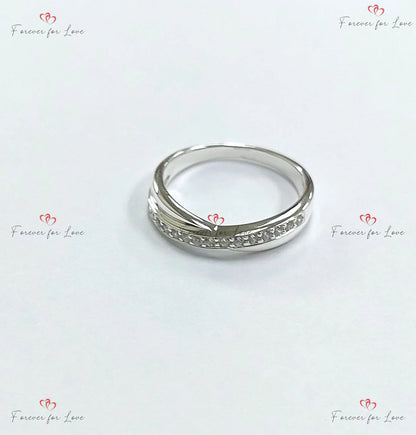 Twist diamond wedding band, 2mm Diamond eternity band, Twist diamond ring Forever For Love