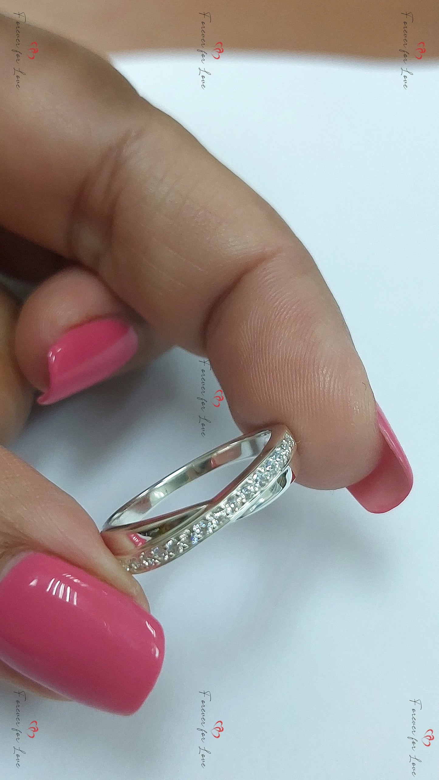Twist diamond wedding band, 2mm Diamond eternity band, Twist diamond ring Forever For Love