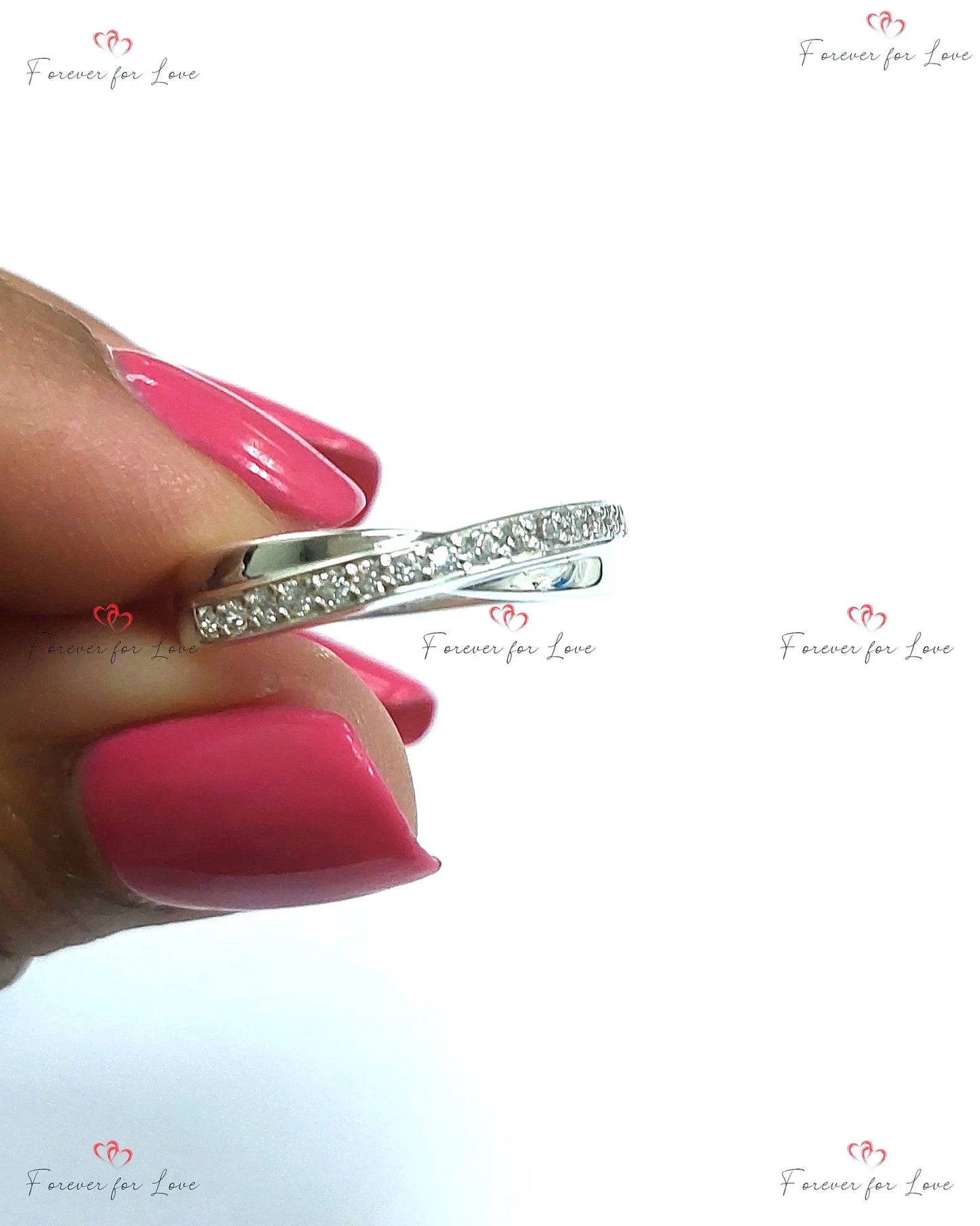 Twist diamond wedding band, 2mm Diamond eternity band, Twist diamond ring Forever For Love