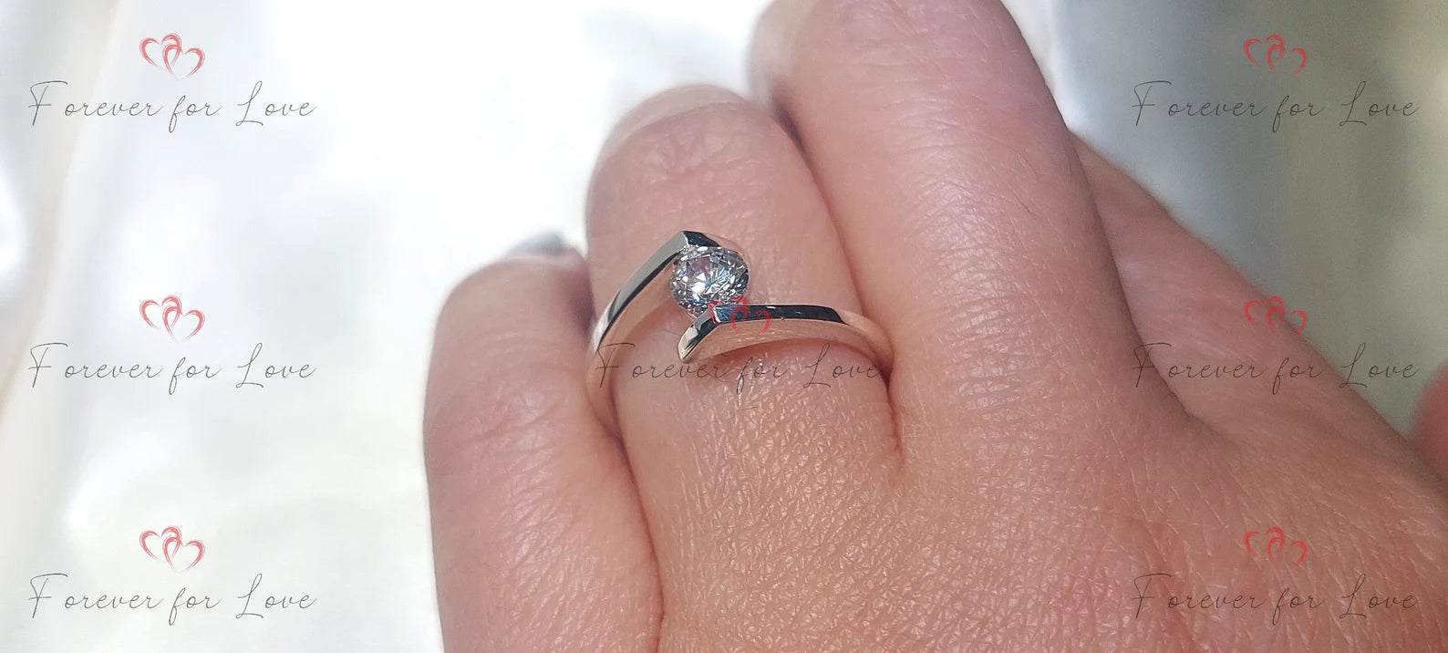 Natural earth mined GIA Diamond solitaire in Platinum, Anniversary bridal wedding ring. Forever For Love