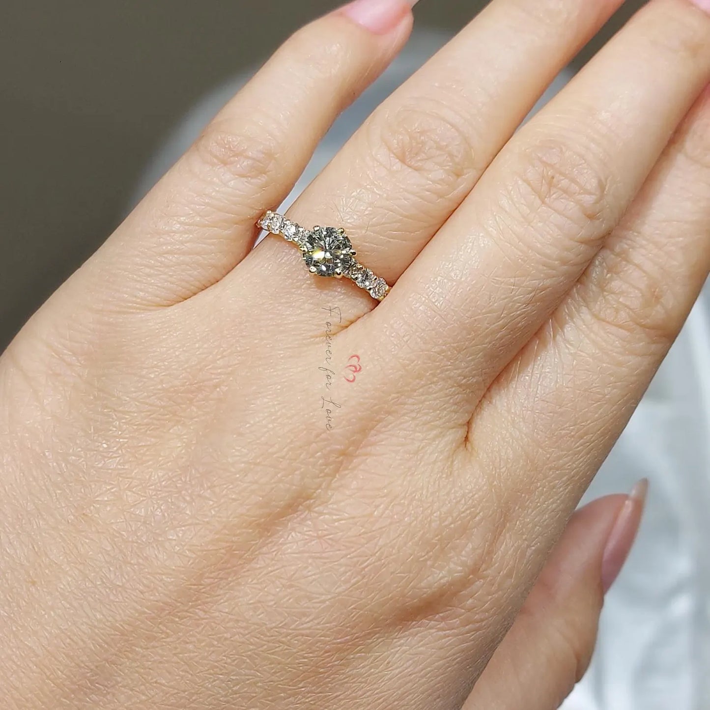 0.93 Carat Certified Natural Diamond Engagement ring, Solid Gold Bridal Ring Forever For Love