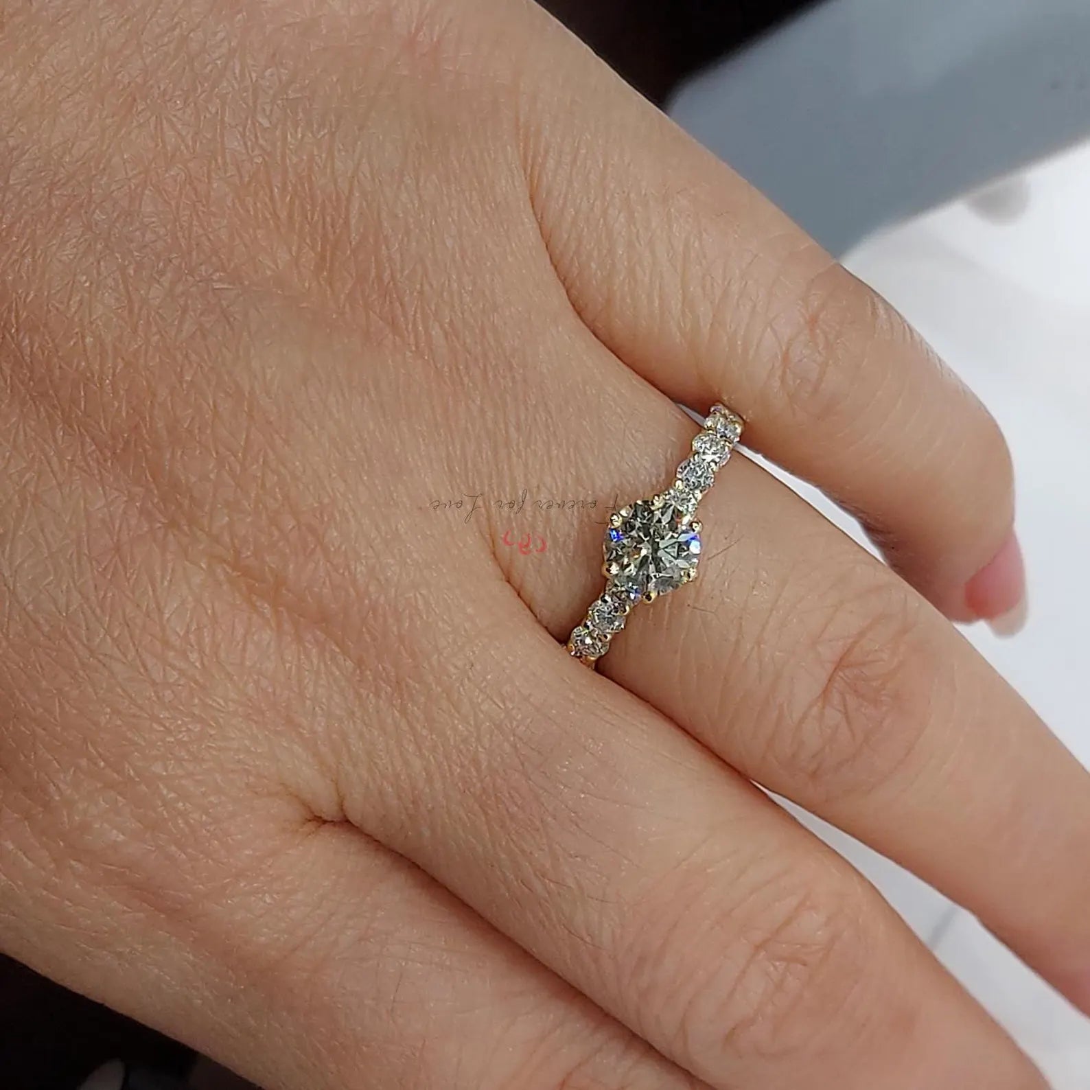 0.93 Carat Certified Natural Diamond Engagement ring, Solid Gold Bridal Ring Forever For Love