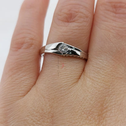 Solid Gold 3.5mm Natural Diamond Engagement Band, Minimalist Wedding Band for Men Forever For Love