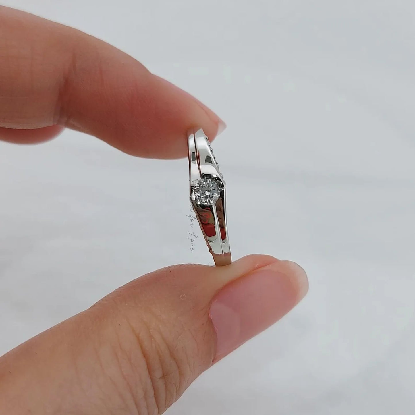 Solid Gold 3.5mm Natural Diamond Engagement Band, Minimalist Wedding Band for Men Forever For Love