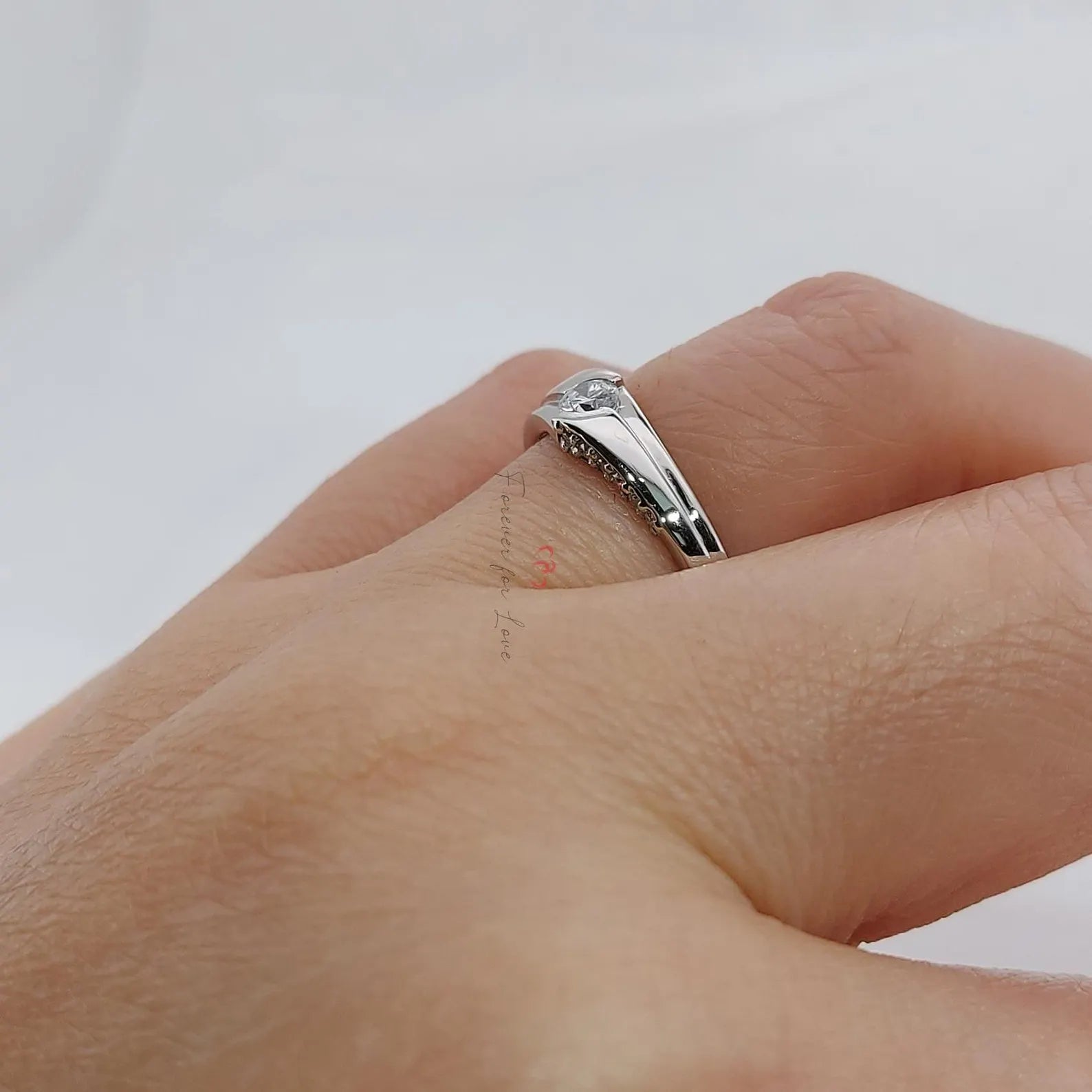 Solid Gold 3.5mm Natural Diamond Engagement Band, Minimalist Wedding Band for Men Forever For Love