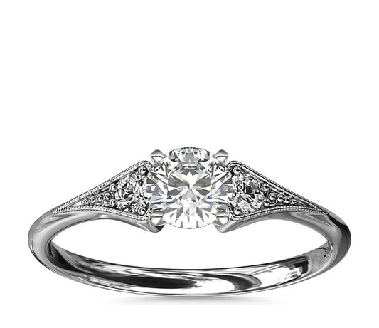 Bague solitaire vintage en diamant naturel de 0,56 carat