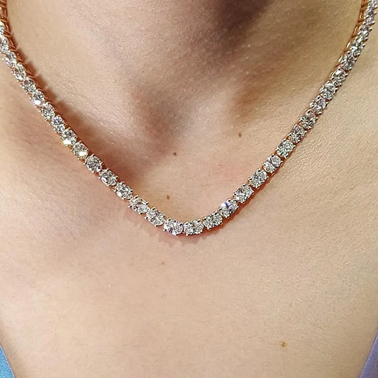 32ct Oval Tennis Necklace – Lab Diamond & Moissanite