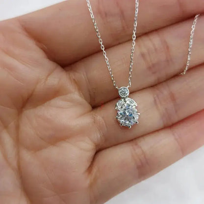 Round Diamond Necklace – Dainty Minimalist Diamond Pendant Forever For Love