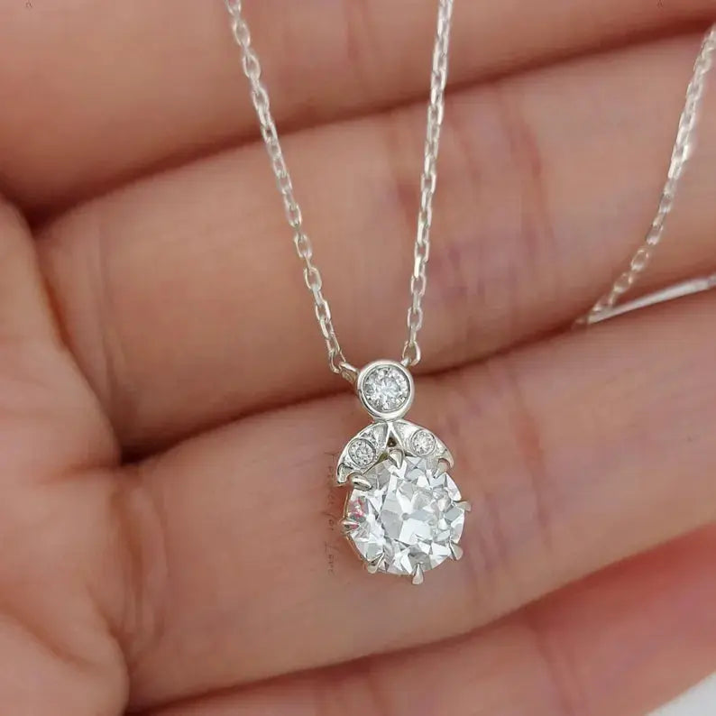 Round Diamond Necklace – Dainty Minimalist Diamond Pendant Forever For Love