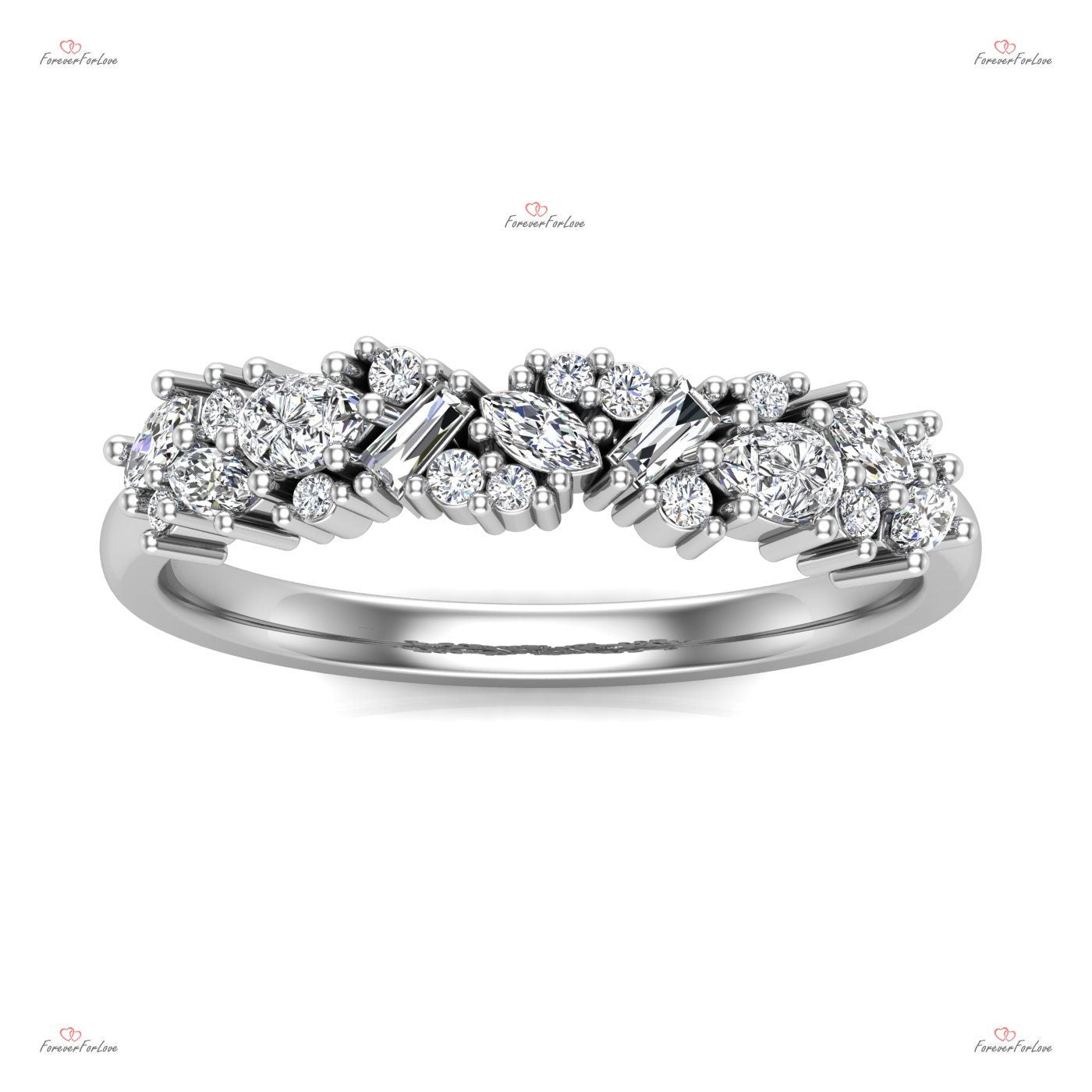 Alliance de mariage vintage en moissanite – Bague empilable unique à taille marquise