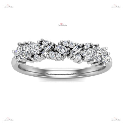 Alliance de mariage vintage en moissanite – Bague empilable unique à taille marquise