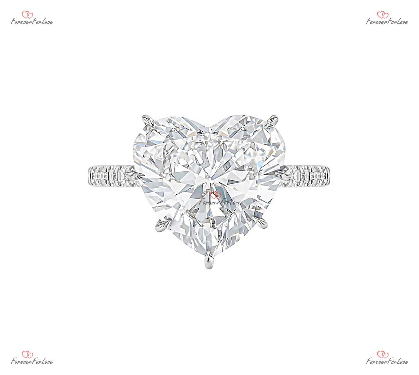 Heart Shaped Moissanite Engagement Ring | White Gold | Lifetime Warranty