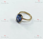 Unique Oval Cut Natural Tanzanite and Diamond Accents Ring Forever For Love