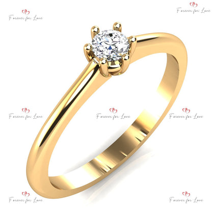 Bague de fiançailles minimaliste avec diamant solitaire délicat