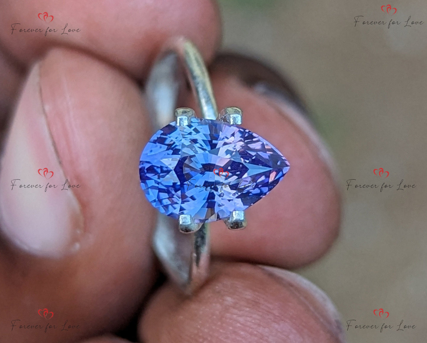 3.20 Carat Pear-Shaped Unheated Lavender Ceylon Sapphire