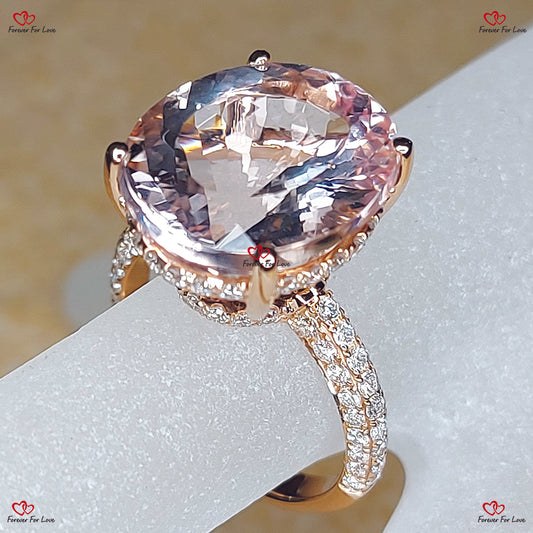 Bague de fiançailles élégante en morganite 11 1/2 TCW