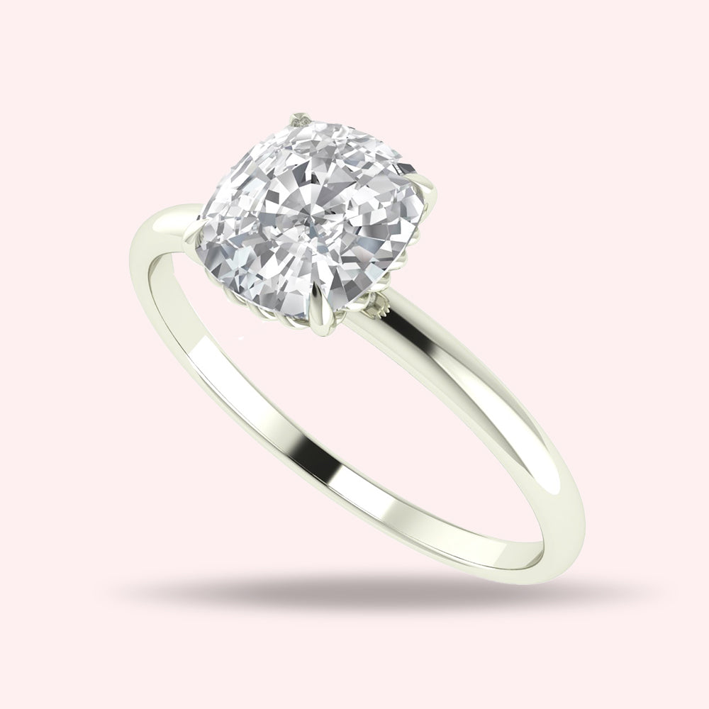 Bague de fiançailles avec diamant naturel taille coussin de 1 carat