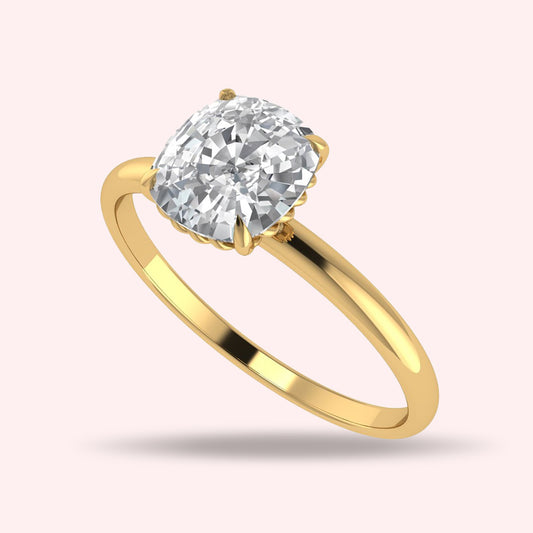 1 Carat Cushion Cut Natural Diamond Engagement Ring