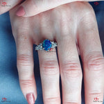 Oval Cut Opal Engagement Ring - Art Deco Diamond Cluster Ring Forever For Love