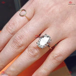 Hidden Halo Oval Engagement or Wedding Ring In Solid Gold Forever For Love