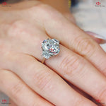 Three-Stone Oval Crushed Ice Cut Diamond Engagement Ring Forever For Love