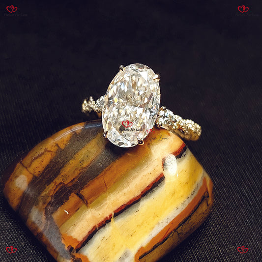 Hidden Halo Twist Band Oval Engagement Ring Crushed Ice Diamond