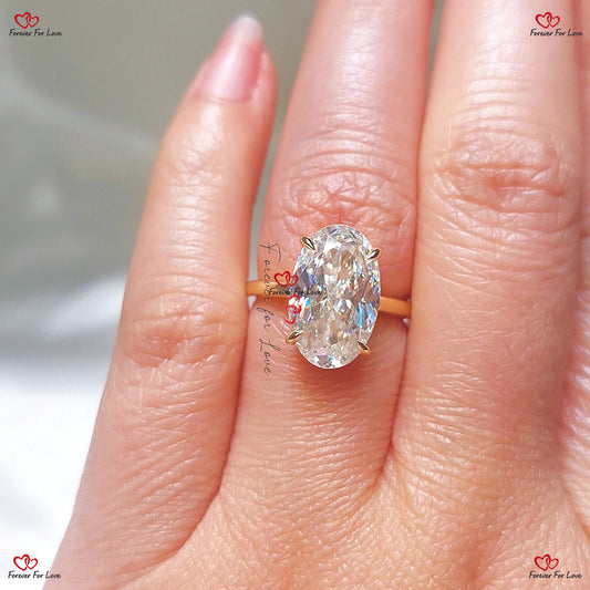 Bague de fiançailles en moissanite à glace pilée taille ovale - Monture en donut