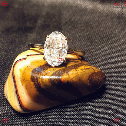 Bague de fiançailles en moissanite à glace pilée ovale | Fleur en or massif | Taille ovale 9,5 x 6,5 mm