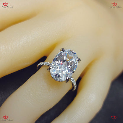 Hybrid Crushed Ice Pave Band Oval Cut Diamond Engagement Ring