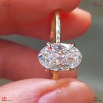 Oval Hidden Halo Engagement Ring in Solid Gold Band Forever For Love