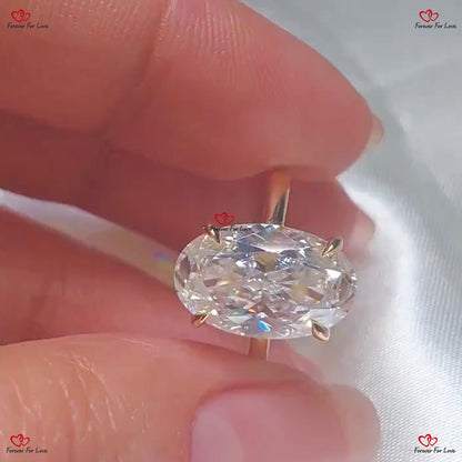 Bague de fiançailles en moissanite à glace pilée taille ovale - Monture en donut