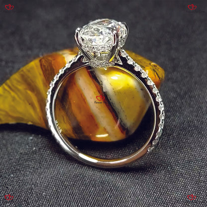 Bague de fiançailles en moissanite à taille ovale – Ovale unique en glace pilée 11*7 mm avec double halo caché