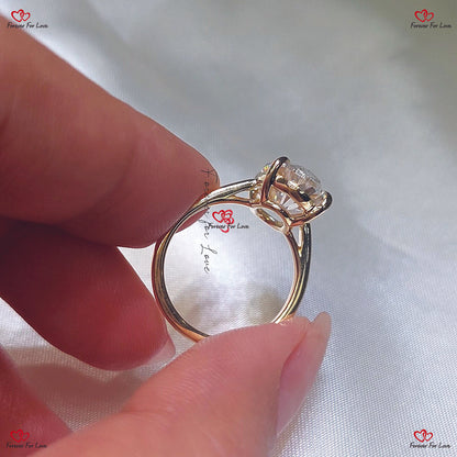 Bague de fiançailles en moissanite à glace pilée taille ovale - Monture en donut