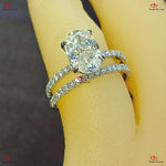 Crushed Ice Oval Cut Moissanite Wedding Set in White Gold Forever For Love