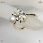 Oval Cut Moissanite Engagement Ring  Hybrid Crushed Ice Oval Forever For Love