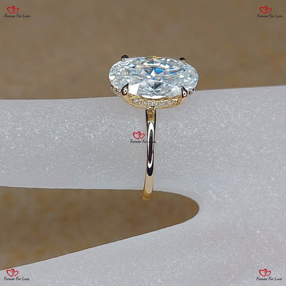 Superbe bague de fiançailles ovale en moissanite pilée