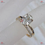 Unique Lab Diamond Oval Cut Engagement Ring -  IGI Certified Yellow Gold Two-Tone Modern Diamond Ring Forever For Love