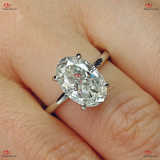 Bague de fiançailles en moissanite ovale inspirée de Haley Bieber