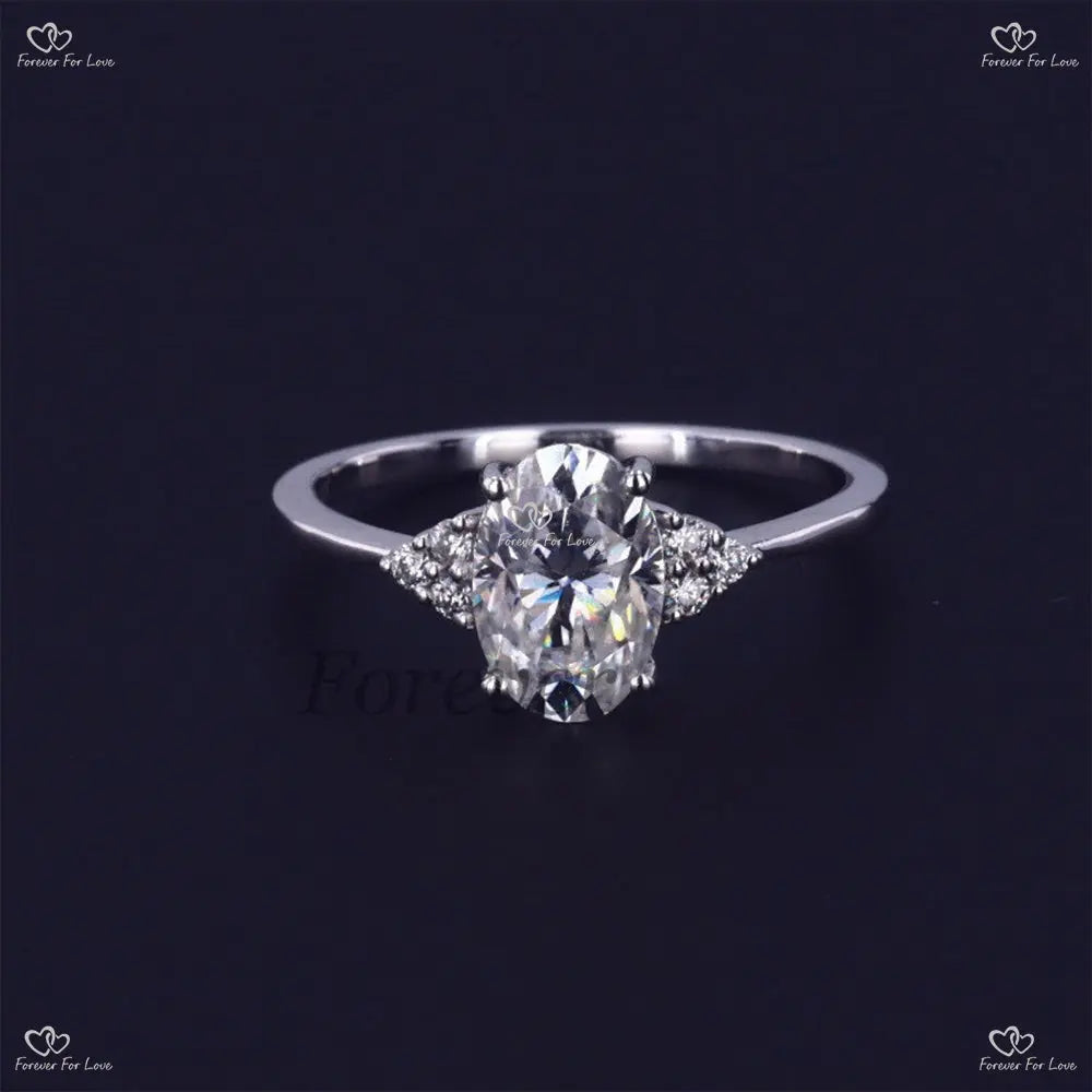 Oval Vintage Moissanite engagement ring solid gold Forever For Love