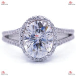Elegant Brilliance  Halo Oval Cut Bridal Set in Solid White Gold Forever For Love