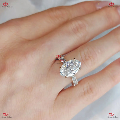 Oval Crushed Ice Diamond Chunky Band with Hidden Halo Anniversary Ring Forever For Love