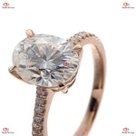 Elegant  Oval Moissanite Engagement Ring in/ White Gold Forever For Love