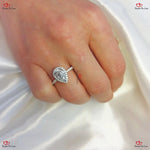 Vintage Pear Shaped Moissanite Engagement Ring in White Gold Halo Setting Forever For Love